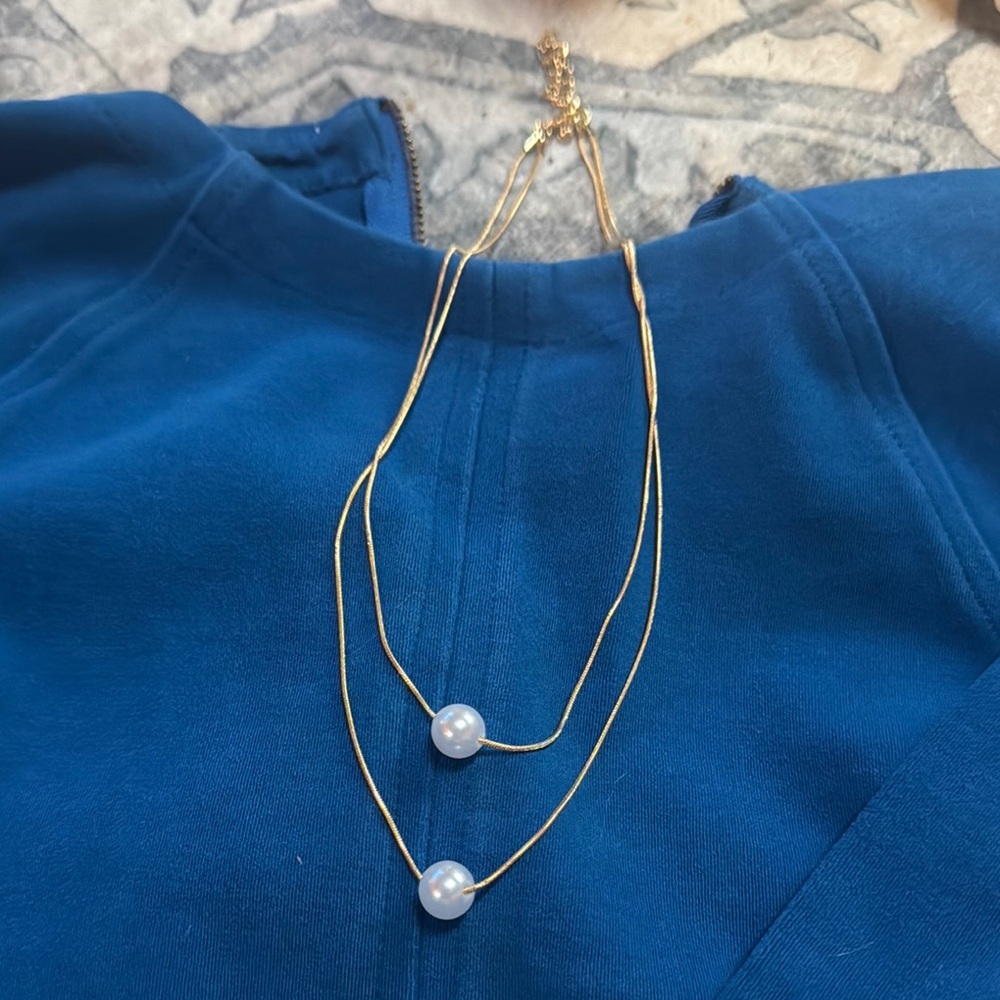 Elegant layered faux Pearl necklace